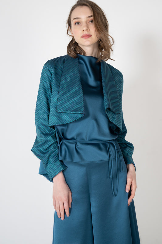 米沢ジャガードショールカラーショートジャケット