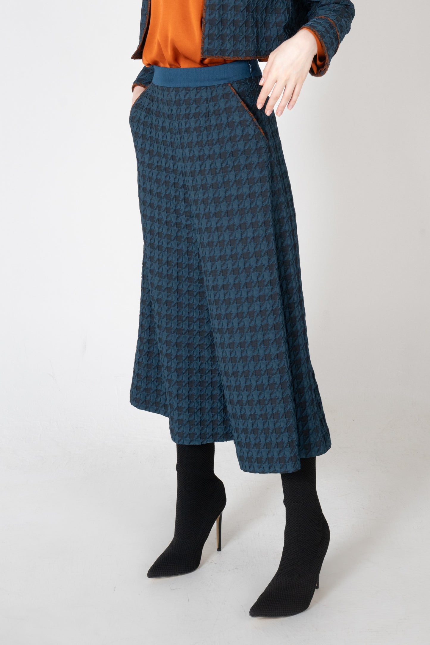 千鳥ふくれジャガードワイドパンツ