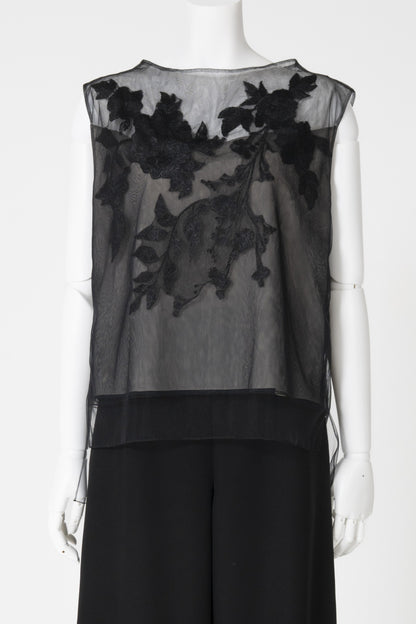 チュールエンブレースノースリーブブラウス