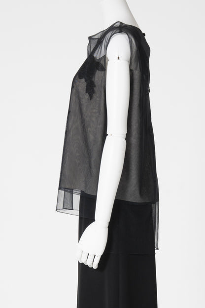 チュールエンブレースノースリーブブラウス