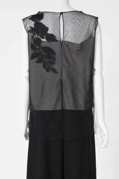 チュールエンブレースノースリーブブラウス