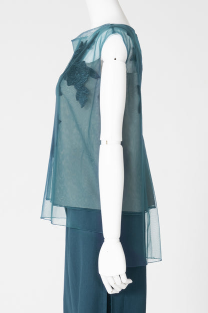 チュールエンブレースノースリーブブラウス