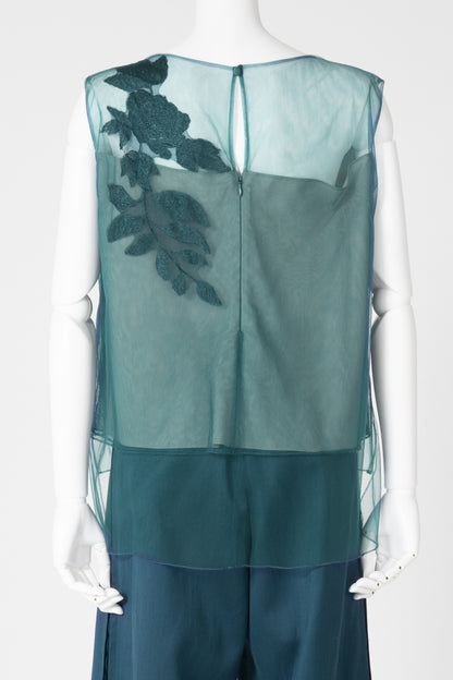 チュールエンブレースノースリーブブラウス