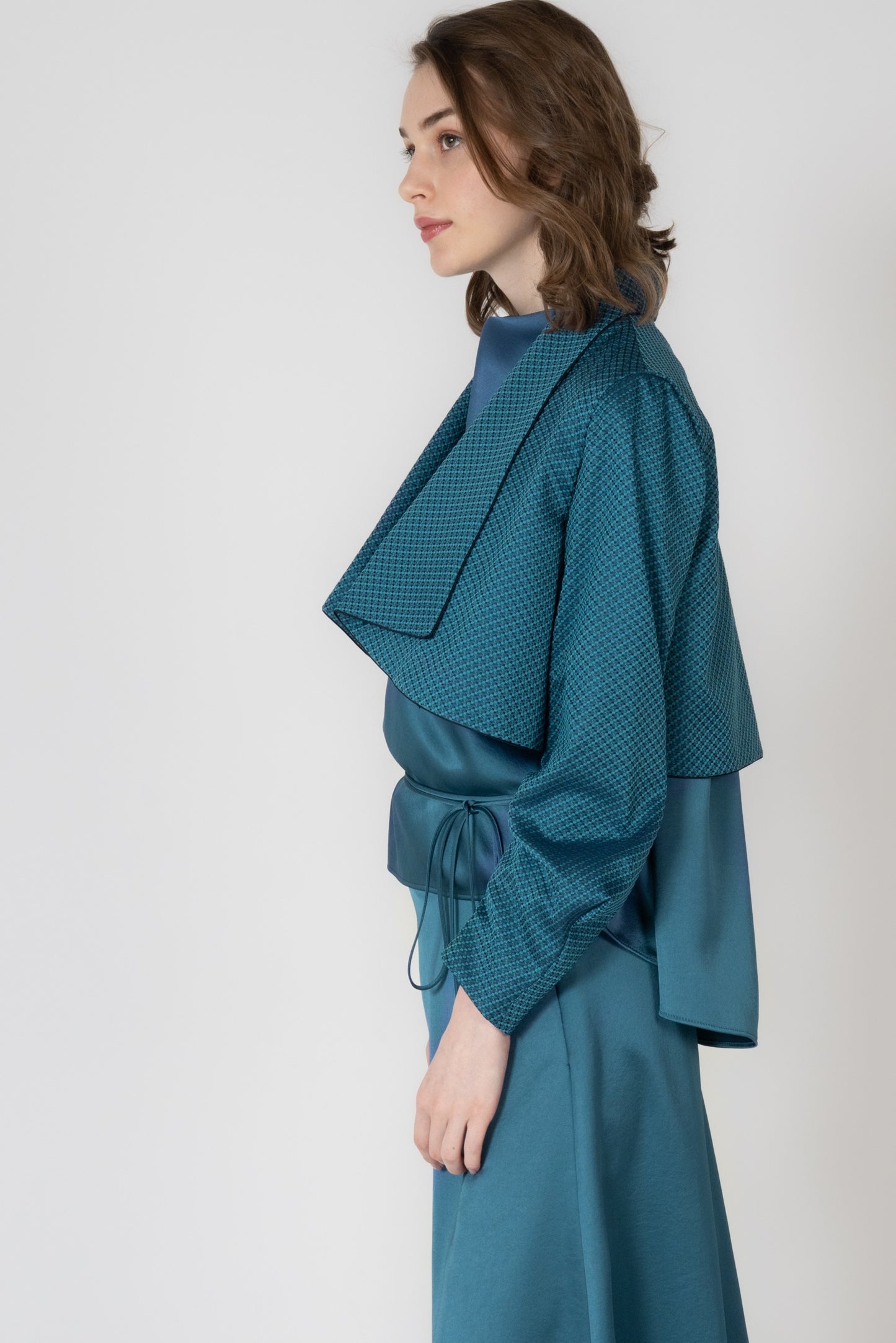 米沢ジャガードショールカラーショートジャケット