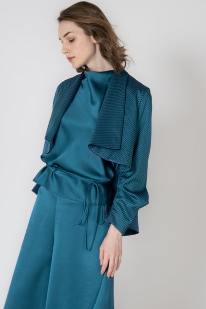 米沢ジャガードショールカラーショートジャケット