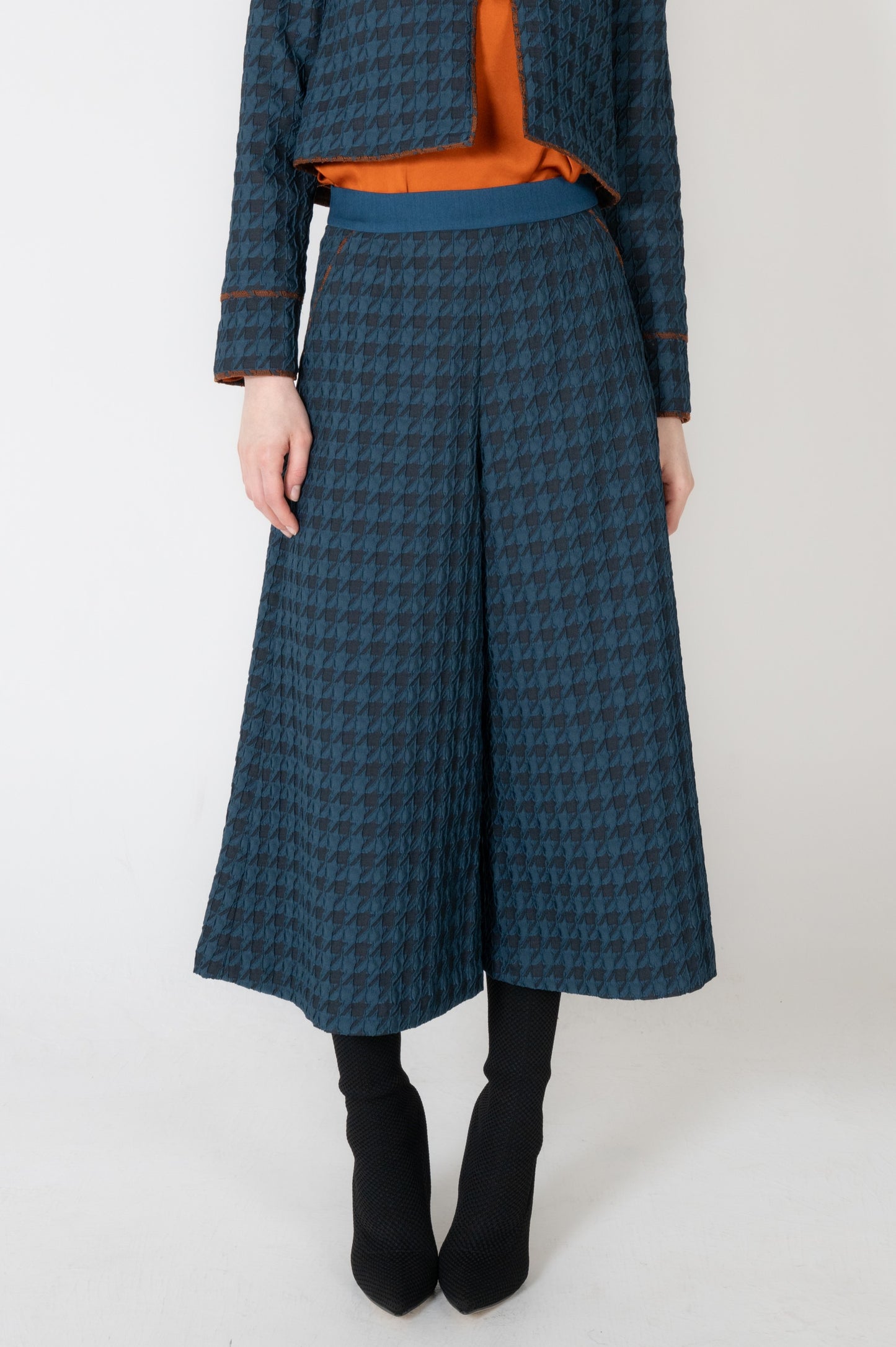 千鳥ふくれジャガードワイドパンツ