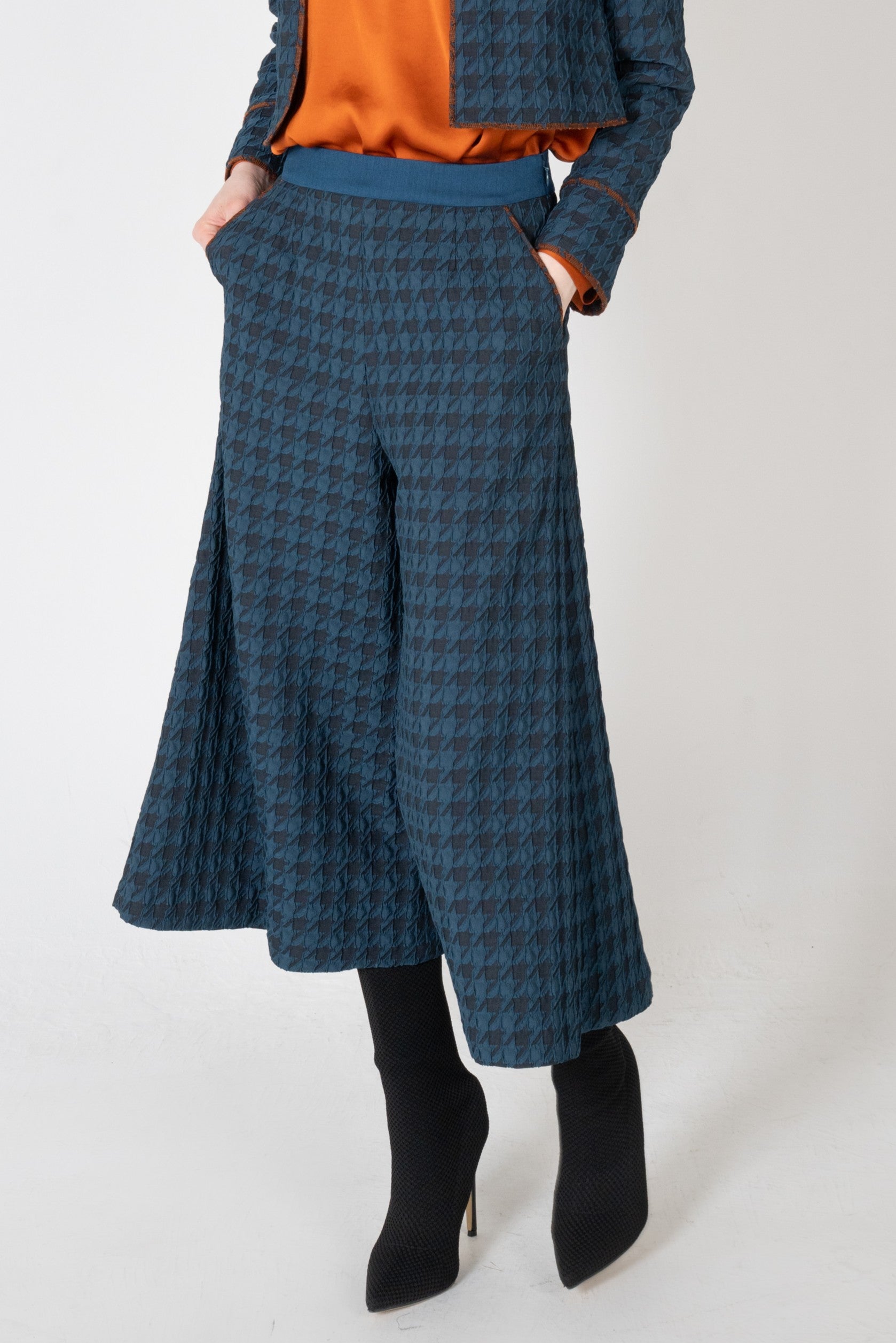 千鳥ふくれジャガードワイドパンツ