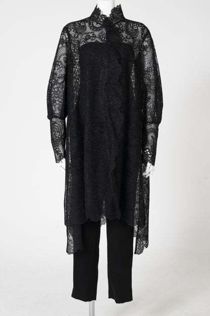 チュールエンブレースロングカフスオーバーブラウス