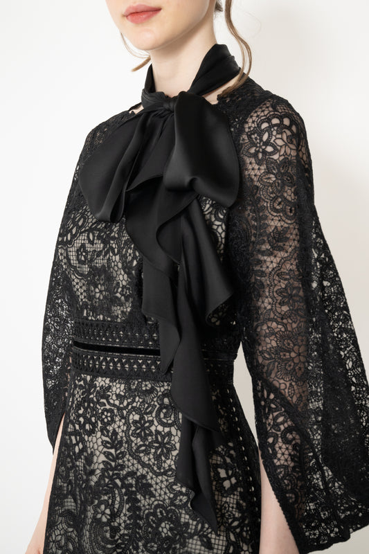 ビンテージサテンボータイフリル