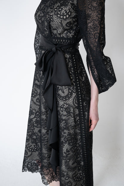 ビンテージサテンボータイフリル